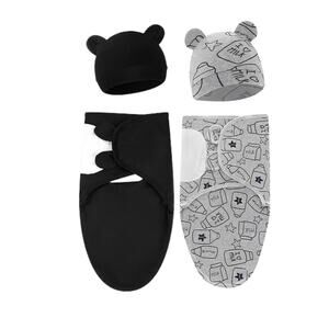 SEALED Newborn Swaddle Blanket Set W/ Hats 0-3M | Adjustable | 2 Pack